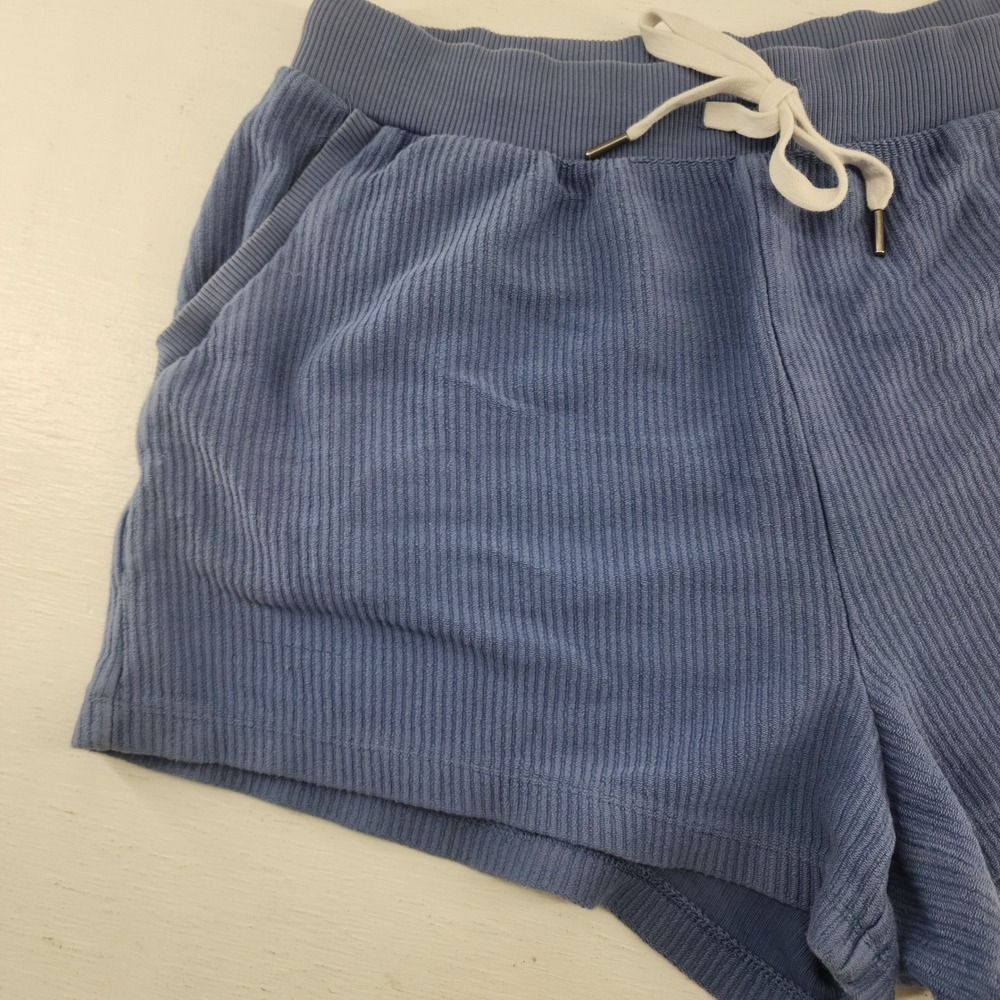 Aerie XL/T | Blue Ribbed Knit Drawstring Lounge Shorts 100% Cotton Pajamas - Picture 3 of 6
